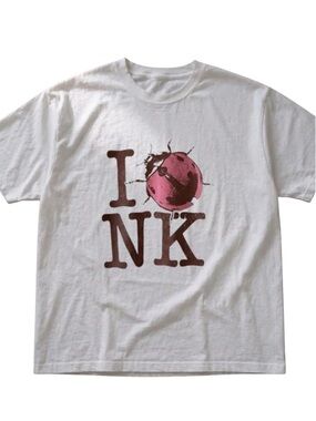 Gildan White Graphic Tee with Text and Ladybug